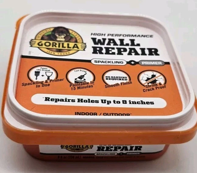 Gorilla Wall Repair Featuring Gorilla Heavy Duty Wall Repair Spackling + Primer - Image 1 of 4