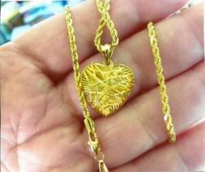 3D HERZ 14k Gold HALSKETTE UND ANHÄNGER - Bild 1 von 4