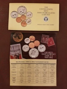 1990 Sealed Mint Set U.S. Mint P and D 10 coins Uncirculated Unopened - Picture 1 of 4
