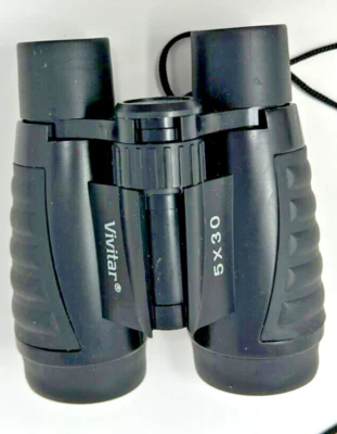 Vivitar 5 X 30 Compact Binoculars with Case and Lens Cloth Hiking Hunting, Black - Image 1 of 3