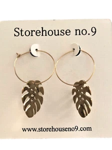 Storehouse No. 9~Gold Filled Leaf Hoop Earrings~Brand New!! Gorgeous!! - Picture 1 of 5