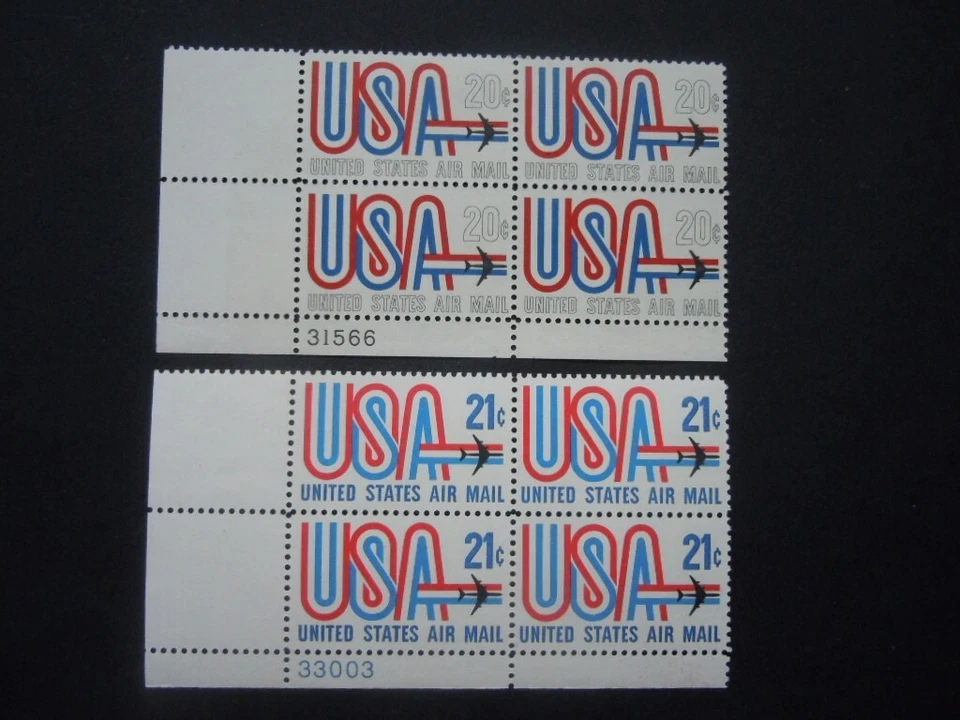 1966-71 C75 & C81 20c & 21c USA & Jet Plate Blocks  MNH  OG  VF #1  LL Positions - Image 1 of 1