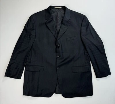 Blazer de lana para hombre Burberry London 46R abrigo deportivo negro gris a rayas diseñador Foto 1 de 4