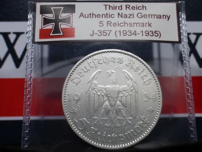 Nazi Silver Coin: Beautiful 5 Reichsmark Potsdam Church Third Reich Germany J357 - Image 1 of 4