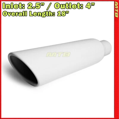 Exhaust Tip 214338 Stainless Truck Angled White 18 inch Weld-On 2.5 In 4 Out - Image 1 of 4
