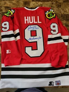BOBBY HULL HANDSIGNIERTES CHICAGO BLACKHAWKS TRIKOT JSA AUTHENTIFIZIERUNG SIGNED - Bild 1 von 4