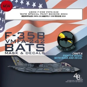Galaxy 1/48 USMC F-35B VMFA-242 BATS 2024 Mask & Decal for Tamiya 61125 Model - Picture 1 of 6