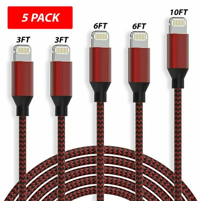 Braided Fast Charger Cable Heavy Duty USB lot Cord For iPhone 14 13 12 11 X XR 8 - Image 1 of 4