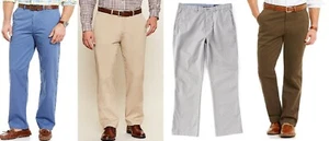 Cremieux Mens New Flat Front Twill Chino Pants 38 38x30 38w Blue Brown Khaki NWT - Picture 1 of 14