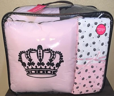 Juego de edredón reversible Juicy Couture negro/rosa 8 piezas REINA, fundas, sábanas, almohada Foto 1 de 4