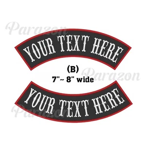 Custom Embroidered 7" 8" Top/Bottom Rocker Sew on Patch MC Biker Badge (B) - Picture 1 of 17