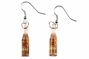Beer Earrings Beer Miniblings Bierohrringe Pulle Pils Bottle " Monk " - Picture 1 of 4
