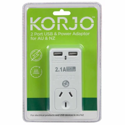 KORJO Universal Viaje Doble USB AC Pared Hogar Cargador Adaptador de Corriente AU Enchufe Teléfono Foto 1 de 4