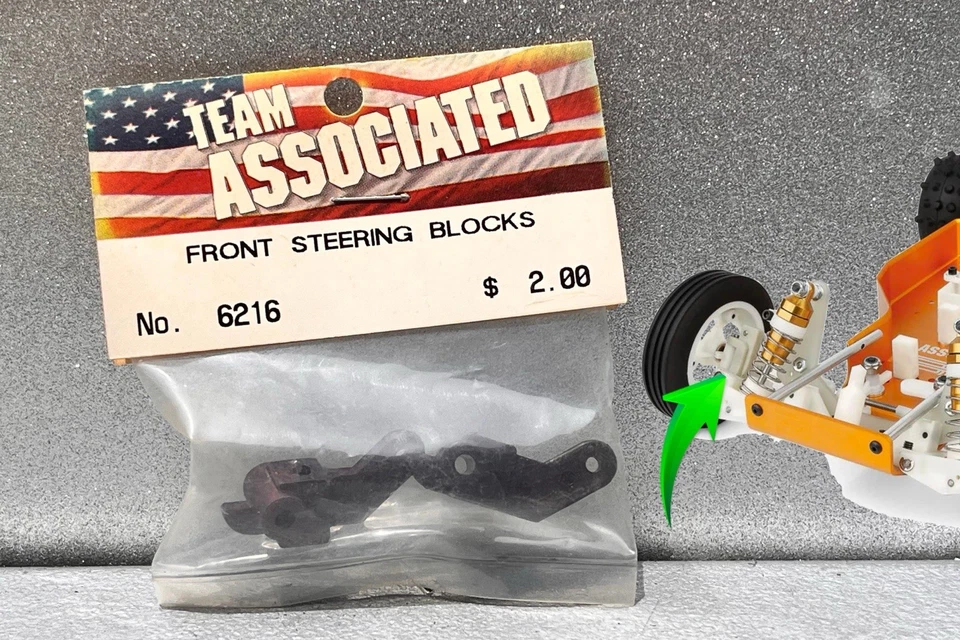 Team Associated RC10 1:10 FRONT Steering Blocks #6216 FACTORY SEALED BLACK - Image 1 of 2
