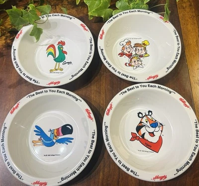 NÃO USADO! Conjunto VINTAGE de 4 Tigelas de Cereais de Plástico Vintage 1995 Kellogg - *IMPECÁVEL* - Imagem 1 de 4