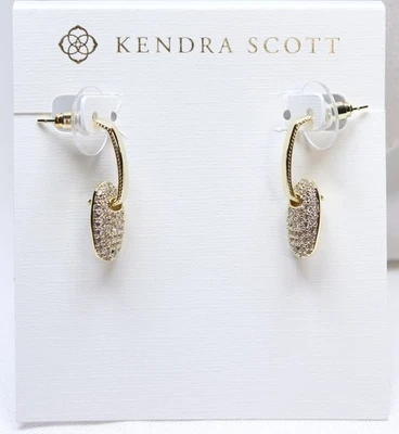 Pendientes Huggie Kendra Scott Bailey Tono Dorado Pavé en Cristal Blanco $65 Nuevos Foto 1 de 4