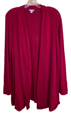 Suéter cárdigan abierto manga larga J Jill para mujer talla 2X rojo 100 % lana merino Foto 1 de 4