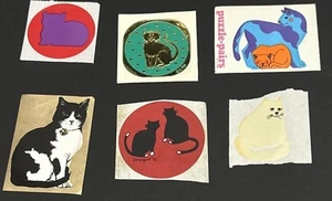Vtg Lot Of 6 Cat Stickers 80s Foiled Illuminations Grossman Unused - Picture 1 of 6
