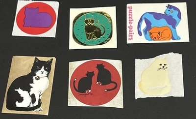 Vtg Lot Of 6 Cat Stickers 80s Foiled Illuminations Grossman Unused - Image 1 of 4