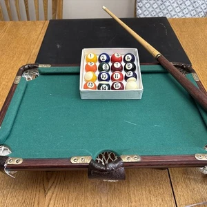 Tavolo da biliardo vintage da tavolo con custodia gioco ufficio, party game 1 stecca no triangolo - Foto 1 di 14