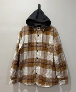 Carhartt Mens Flannel Hoodie Medium Snap Rugged Flex Relaxed Fleece Lined 105938 - Picture 1 of 4