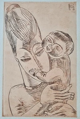 CONRAD FELIXMÜLLER Kupferstich 1919, 2000 Griffelkunst Der Sohn Expressionismus - Bild 1 von 4