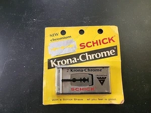 VINTAGE NOS 1968 SCHICK KRONA CHROME SUPER CHROMIUM INJECTOR RAZOR BLADES - Picture 1 of 3