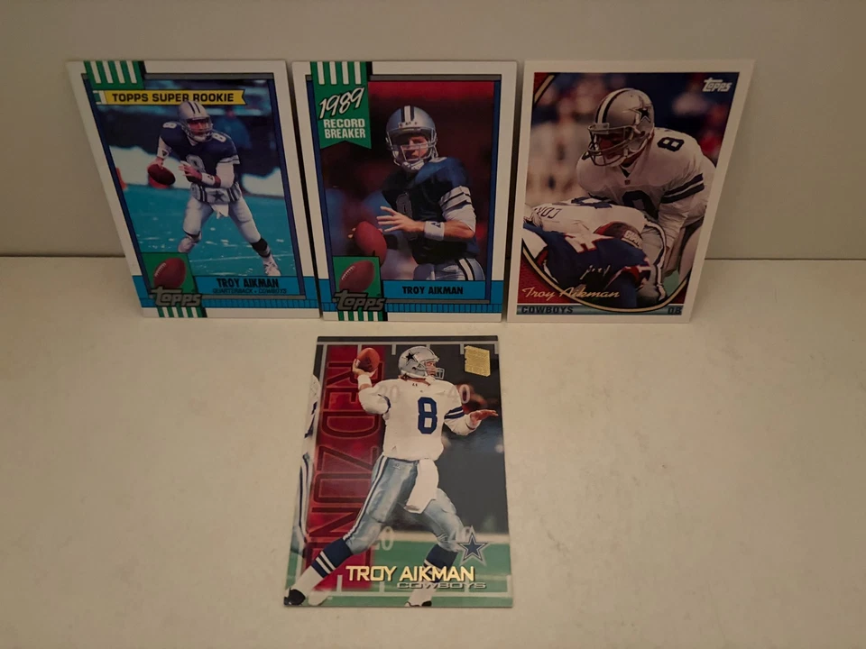 LOT OF 4 TROY AIKMAN Topps Cards Super Rookie #482 3 400 520 DALLAS COWBOYS HOF - Image 1 of 1