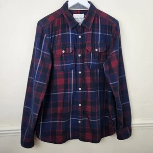 Weird Fish Corduroy Check Shirt 100% Cotton Mens Medium Blue Red - Picture 1 of 16