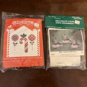 Vintage Merri Mac & Canvas Carousel Christmas Ornament Craft Kits Candles Candy - Picture 1 of 7