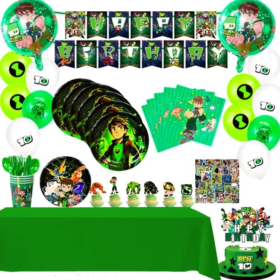 INBOXXARTY Ben 10 Birthday Party Supplies Ben 10 Birthday Party Decorations Balloons Plates