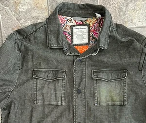 Tommy Bahama Jeans Mens XXL 2XL Denim Jacket Dark Green Island Crafted Linen - Picture 1 of 9