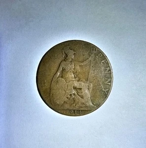 1914 England Half Penny - Old Antique Coin - Picture 1 of 2