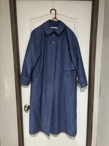 Vintage Misty Harbor Blue Trench Coat Womens Sz 12 Plaid Liner - Picture 1 of 16