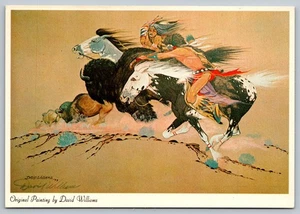 Postal de arte occidental nativo americano David Williams Buffalo Run 6 X 4 - Imagen 1 de 2