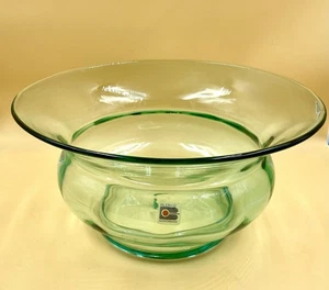 Blenko große Spucknapf Schale Vase #8718 hellgrün ~ mit Aufkleber - Bild 1 von 6