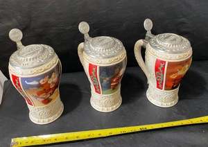Coca-Cola Santa Claus Mug Stein Tankard lot of 3 Season's Greetings Good Girls + - Picture 1 of 13