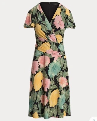 Платье Lauren Ralph Lauren женское эластичное с цветочным рисунком джерси с избытком женское размер 8 - Изображение 1 из 4