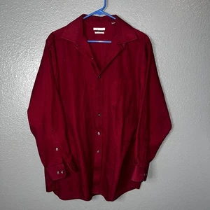 Van Heusen Men's Burgundy Dress Shirt Regular Fit Flex Strech LS Size 16 34/35 L - Picture 1 of 5