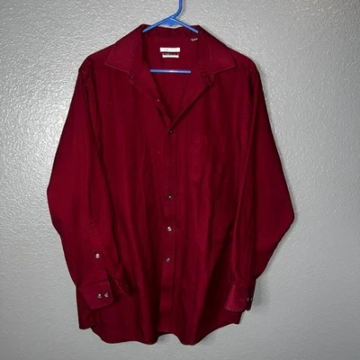 Van Heusen Men's Burgundy Dress Shirt Regular Fit Flex Strech LS Size 16 34/35 L - Image 1 of 4