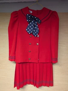 Conjunto Chaqueta de Vestido Plisada Roja Vintage Fashionland Originales Niñas Talla 12 EE. UU.... - Imagen 1 de 11