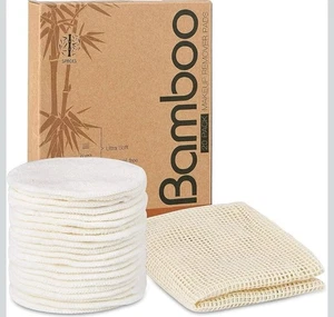 Paquete de 20 almohadillas de algodón - almohadillas de limpieza facial de bambú reutilizables ecológicas - Imagen 1 de 6