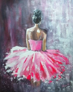 Ballerina Painting. Acrylic On Canvas. Original Handmade Fine Art. Hand-Painted - Picture 1 of 2