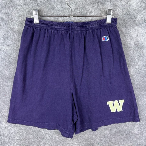 Washington Huskies Shorts Mens Small Purple Champion Athletic Elastic Waist Cover