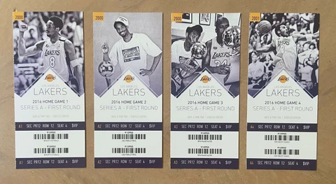 KOBE BRYANT 2016 NBA LOS ANGELES LAKERS NBA FIRST ROUND PLAYOFFS FULL TICKETS Cover
