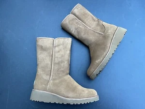 UGG Boots Women's Size 6.5 Chestnut Mid-Calf Fur Lined 1013428 Sheepskin Suede - Picture 1 of 6