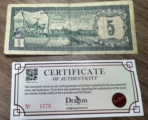 NETHERLANDS ANTILLES 5 GULDEN 1967 Banknote CIRCULATED USA SELLER - Picture 1 of 2