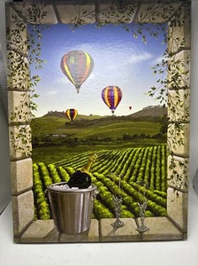 Dina Farris Appel 2004 Canvas "Waiting For the Winner" Wine Country 18.5" x 14" - Picture 1 of 19