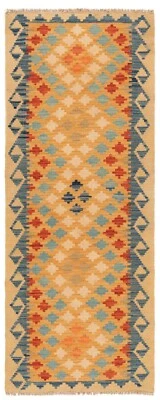 Kilim Afghan Tissés à la Main Tapis Oriental 196x75 cm-Läufer,,Tapis,Rug,Jaune - Photo 1/4