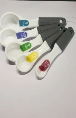 GOODCOOK PRO 5-Piece Measuring Spoons Set Multicolor Letters Gray Silicone Liner - Image 1 of 4